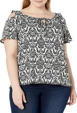  Star Vixen womens 3/4 Sleeve Peasant Top With Keyhole