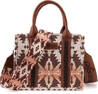 Wrangler Tote Bag Western Purses for Women Shoulder Boho Aztec Handbags,  Angel Diamond Camel-Guitar Strap M 