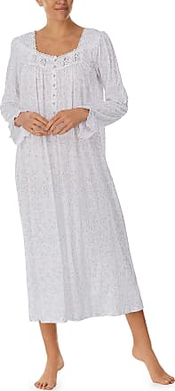 NWT EILEEN WEST L/SLV COTTON MODAL CLASSICAL TOUCH KNIT SHORT GOWN WHITE XS XL 