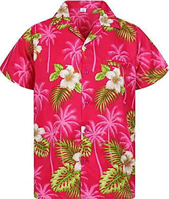 Kurzarm V.H.O Front-Tasche Bierflaschen Party Blumen Herren Funky Hawaiihemd Hawaii-Print