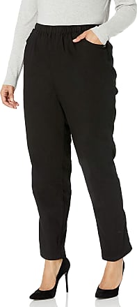 Black Twill Chic Classic Collection Women's Petite Cotton Pull-on Pant with Elastic Waist 8P