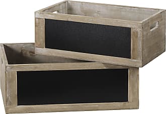 Set of 3 Vintage Colored Chalkboard Front Wooden Crate Boxes with Jute Rope 