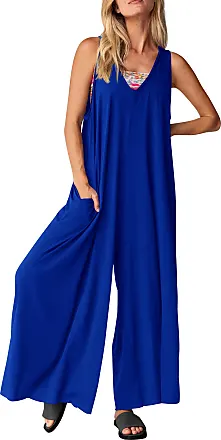  PRETTYGRADEN Women's Casual Summer Sleeveless Jumpsuit Halter  Neck Wide Leg Pants Rompers One Piece Outfits (Light Blue,Small) :  Clothing, Shoes & Jewelry