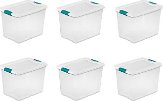 Sterilite 54 Qt Gasket Box, Stackable Storage Bin with Latching Lid and  Tight Seal, Plastic Container to Organize Basement, Clear Base and Lid,  4-Pack