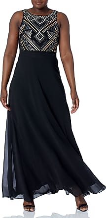 Tahari by ASL Womens Sequin Bodice with Chiffon Skirt, Black, 14