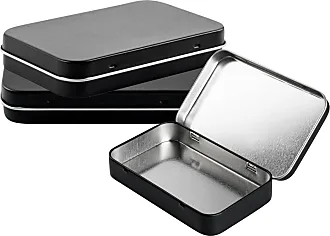 RW Base 4.5 Ounce Rectangular Tin Containers, 100 Durable Tin Boxes with Lids - Hinged Lids, Rounded Edges, Black Tin Storage Containers, Customizable