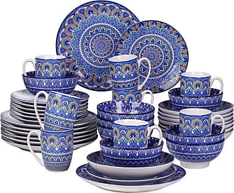 vancasso, Série Mandala, Service de Table en Porcelaine 16 pièces pour 4  Personnes, Assiette Plate, Assiette à Dessert, Bols - Style