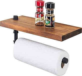 Industrial Copper-tone Pipe & Burnt Wood Countertop Paper Towel Holder