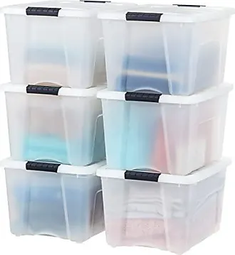 Preisvergleich für Iris Ohyama, Kunststoff-Aufbewahrungsboxen mit  Flip-Top-Deckel und Verschlussclips, 70L, 4er-Set, Modular Wheels,  BPA-frei,, BxHxT 68x38x39 cm