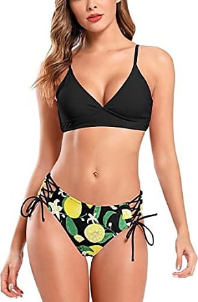 SHEKINI Damen Bikini Set Tief-V Ausschnitt Verstellbar Neckholder Bikinioberteil mit Hohe Taille Bauchweg Bikinihose Retro Zweiteiliger Badeanzug