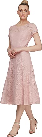 S.L. Fashions Womens Short Sleeve Tea Length Fit and Flare Dress (Petite Missy), Faded Rose Sequin, 12P