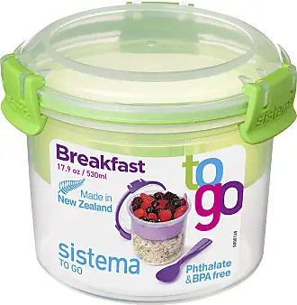 Sistema Heat and Eat 4 Rectangular Food Containers with Lids 1.25L + 2x 525ml | Locking Clips & Steam Release Vents | BPA-Free Microwave Set, 8x10