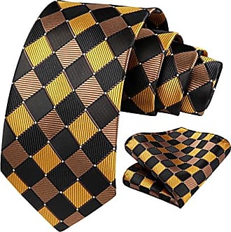 Cadeaux pour Hommes Classique texturé à rayures homme soie cravate cravate marron jaune blanc 