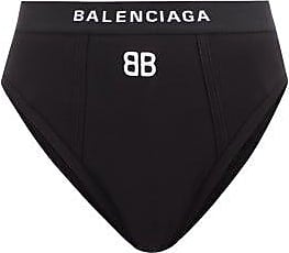 Balenciaga Logo-embroidered High-rise Cotton-blend Briefs - Womens - Black