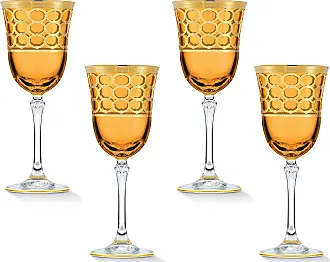 Lorren Home Trends Gold Embellished Champagne Flutes with Gold Rings, Set of 4