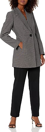 Le Suit Womens Plus Size Two Button Glen Plaid Pant Suit, Black/White, 18W