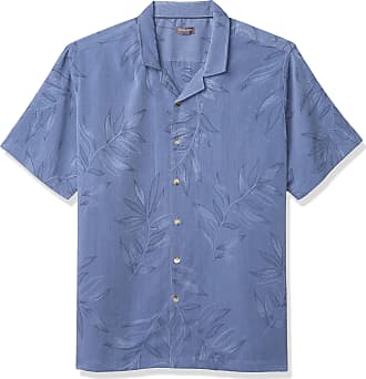 Van Heusen Mens Air Tropical Short Sleeve Button Down Poly Rayon Shirt, Sea Navy, Small
