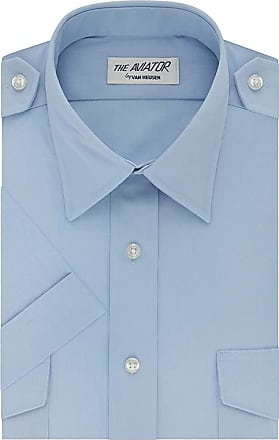 Van Heusen Mens Dress Shirts Short Sleeve Aviator Shirt Solid Spread Collar