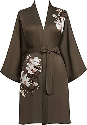 PRODESIGN Kimono Robe de Chambre Longue en Satin pour femme Peignoir Femme Satin Couleur Unie Taille Unique