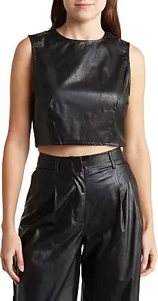 Naked Wardrobe Faux Leather Bustier Crop Top In Brown