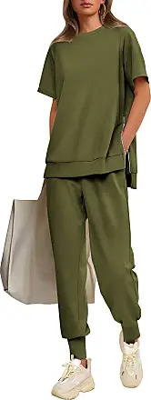 Pants Suits Women Linen Short Sleeve Shirt Top V Neck Plus Size Tracksuit  Casual Button Down Lounge Set with Pockets, Army Green, Small : :  Clothing, Shoes & Accessories