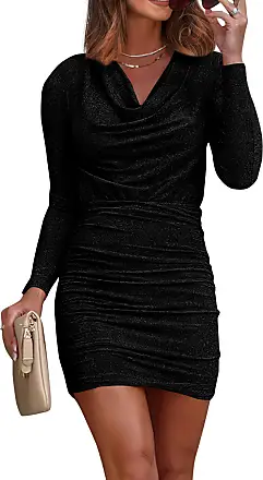  PRETTYGARDEN Women's Fashion Casual Long Sleeve Belted Party  Bodycon Sheath Pencil Dress (Black,Small) : Clothing, Shoes & Jewelry