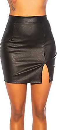 Koucla Mini jupe taille haute pour femme avec fente et boutons décoratifs.