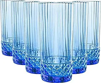 Bormioli Rocco Romantic Set of 6 Cooler Glasses, 16 oz. Colored Crystal Glass, Pastel Green, Made in Italy.