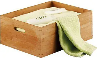 mDesign boite de rangement empilable – boite en bambou polyvalente pour  placards de cuisine – caisse en bois de bambou écologique ouverte – 30,5 cm  x