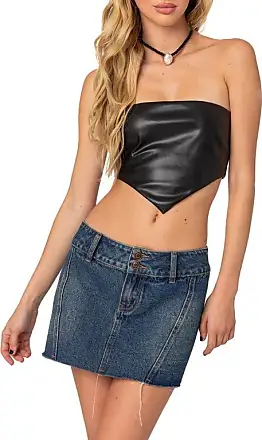 Commando Faux Leather Crop Top in Black