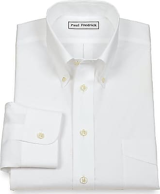 Paul Fredrick Mens Tailored Fit Cotton Non-Iron Pinpoint Cotton Dress Shirt 