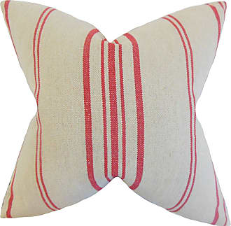 The Pillow Collection Xio Striped Yellow/Red Down Filled Throw Pillow 