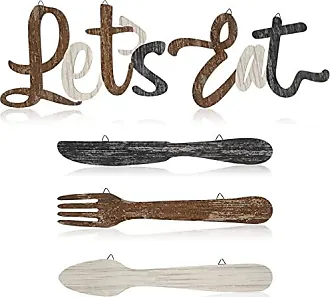  Jetec Cutting Board Eat Sign Set Hanging Art Kitchen Eat Sign  Fork and Spoon Wall Decor Rustic Primitive Country Farmhouse Kitchen Decor  for Kitchen and Home Decoration () : Home 