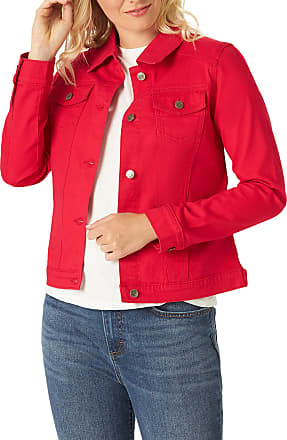 Mango Pocketed Denim Jacket in Red Womens Clothing Jackets Jean and denim jackets 