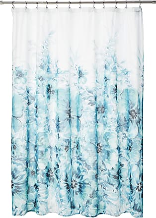 Madison Park Enza 100% Cotton Shower Curtain, Casual Large Floral Design, Modern Bathroom Decor, Machine Washable, Fabric Privacy Screen 72x72, Blue