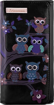 Kukubird Owl Feature Embroidery Patch Family Tree Pattern Ladies Purse Clutch Wallet 
