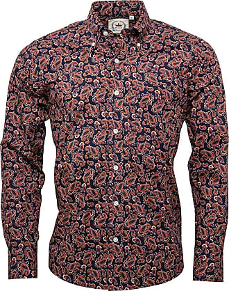 Relco Purple Paisley Cotton Long Sleeved Retro Mod Button Down Shirts