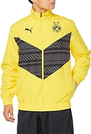 PUMA Borussia Dortmund Fußball Prematch Jacke in Gelb Damen Herren Bekleidung Herren Jacken Freizeitjacken 