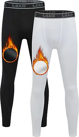  Boys Leggings Quick Dry Youth Compression Pants Sports Tights  Basketball Base Layer 2 Pack Black/White L