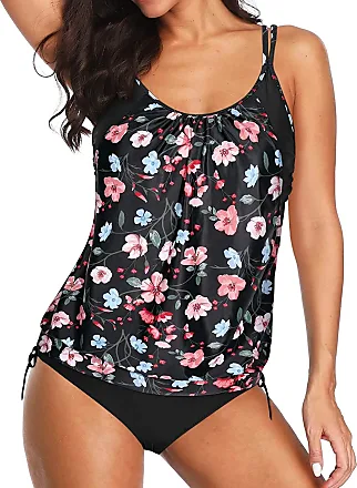 Yonique Women Plus Size One Piece Swimsuits with Skirt V Neck Floral  Printed Swimdress Cutout Bathing Suits