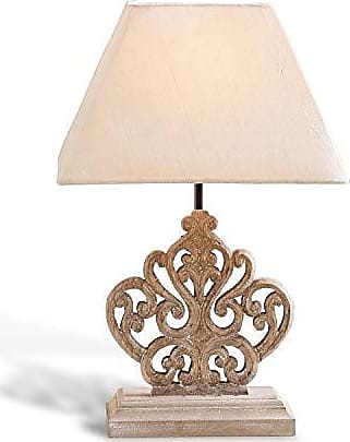 Eckige Nachttischlampe Stoff Schirm Braun Creme H:37,5cm wohnliche Tischleuchte