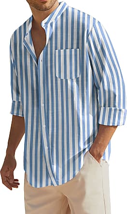 men's blue striped shirt fair trade & cotton size S Traidcraft 