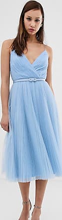 asos design belted pleated tulle cami midi dress