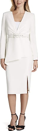Tahari by ASL Womens Collarless Asymmetrical Belted Jacket, Ivory, 6