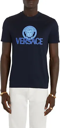 Versace Navy Cotton Logo Tank Top In A1384 Blue