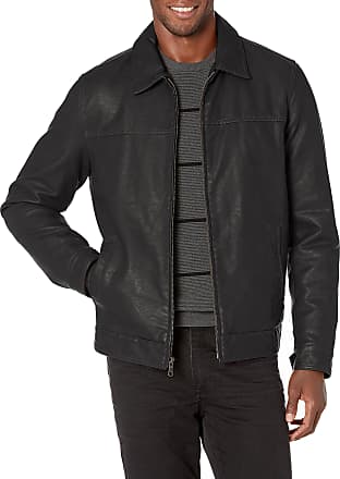 ESHAL Mens Black Day Casual Black Faux Leather Jacket XXS-5XL Black
