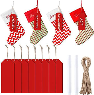 Jetec 4 Pieces Christmas Wood Stocking Name Tags Including Red Black  Buffalo Ribbon Bow Wooden Hanging DIY Gift Craft Label for Christmas  Stockings