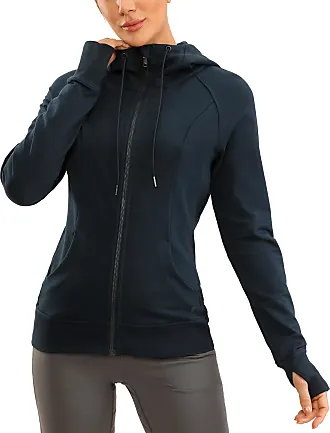 CRZ YOGA Winter Womens Zip Up Cropped Hoodie Full Zip Workout