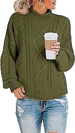 Tomwell Pull Femmes Décontracté Col V Manches Longues Pullover Couleur Unie Ample Sweater Chaud Tricoté Hauts Mode Plume Évider Chandail Tops T-Shirt Hiver