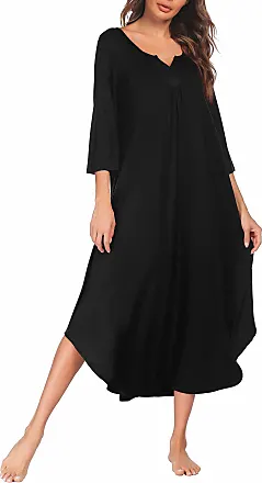 Ekouaer Nightgowns for Women Printed Sleepshirts Short Sleeve Long Sleeping  Gown Loose Sleepwear with Pockets Wine Red M at  Women's Clothing  store